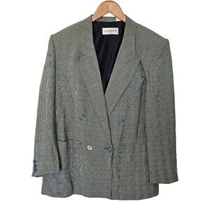 Liz Claiborne Vintage Oversized Classic Doubled Breasted Blazer Plaid Women's 8
